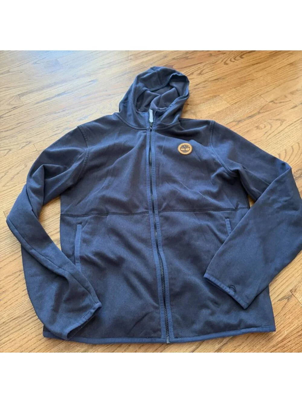 Timberland mens small blue hooded jacket zip up
